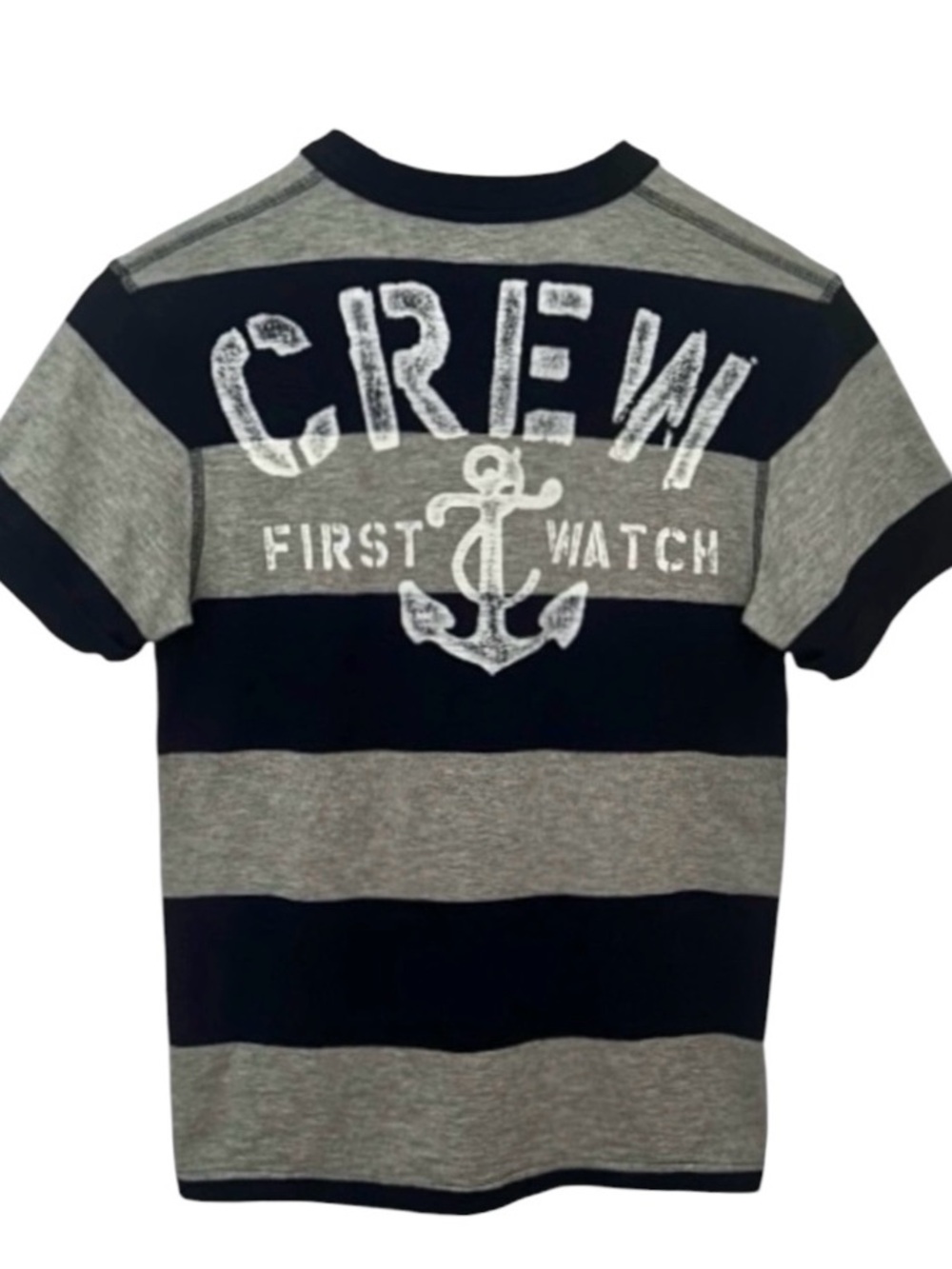 Gap Navy and Grey “Crew” Graphic Print Short Sleeve Henley Tee Size Medium